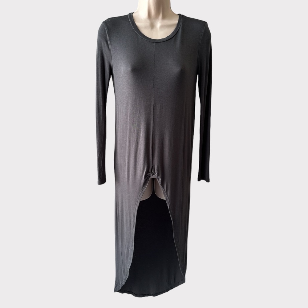 Primi Front Knot Uneven Hem Top, Size S, Grey